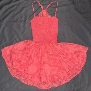 Pink flowey Dress with laced Back